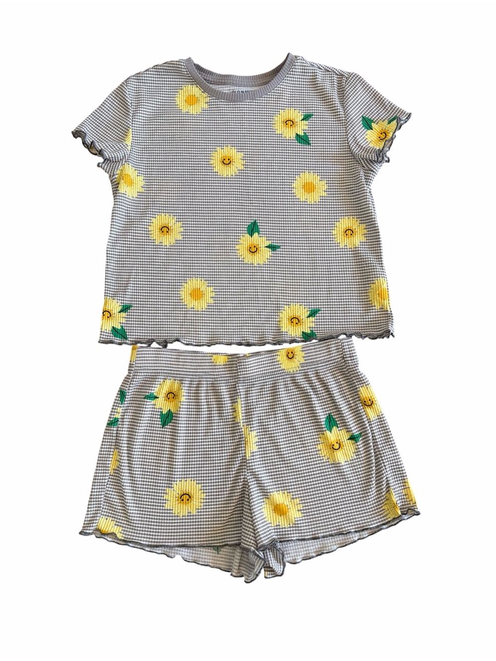 Old Navy Gray and Yellow Sunflower Kids Pajama Set